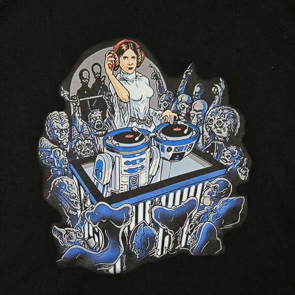 Made in USA Artoo-Detoo R2-D2 T- Shirt Men's Sz XL Robot DJ Spinning Black C1-P8 - Picture 1 of 10